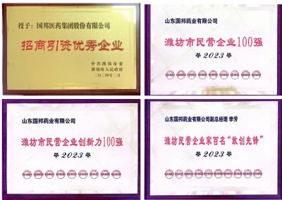 【喜讯】918博天堂医药及下属山东918博天堂药业喜获2023潍坊招商引资优秀企业、潍坊民营企业100强等多项荣誉